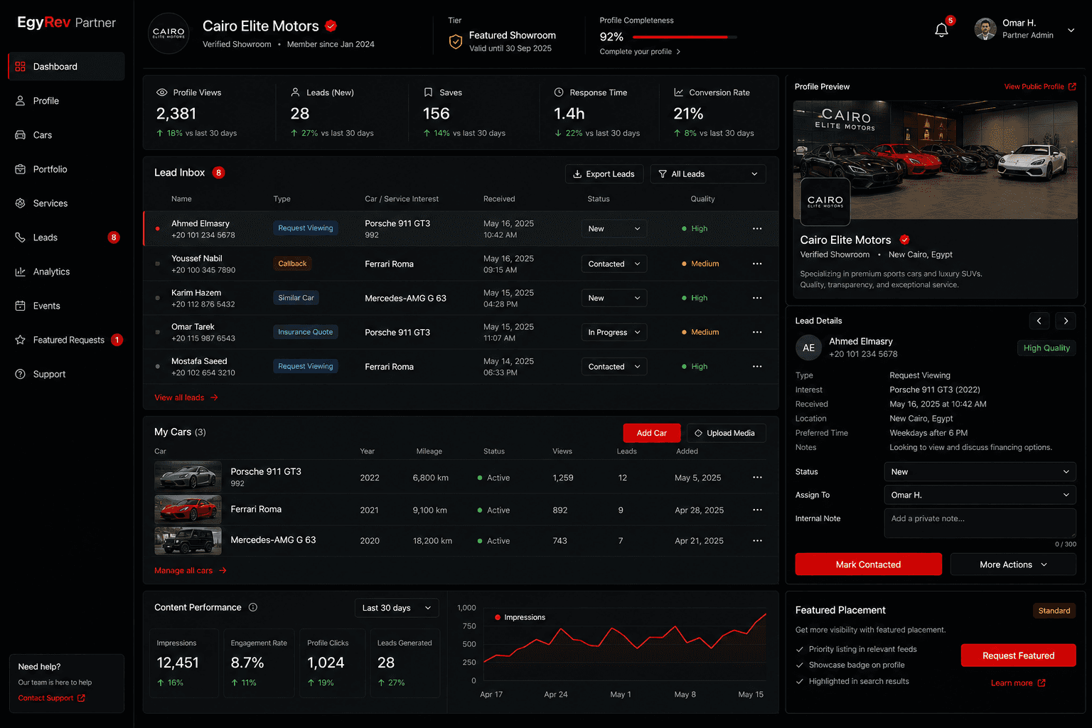 EgyRev partner dashboard